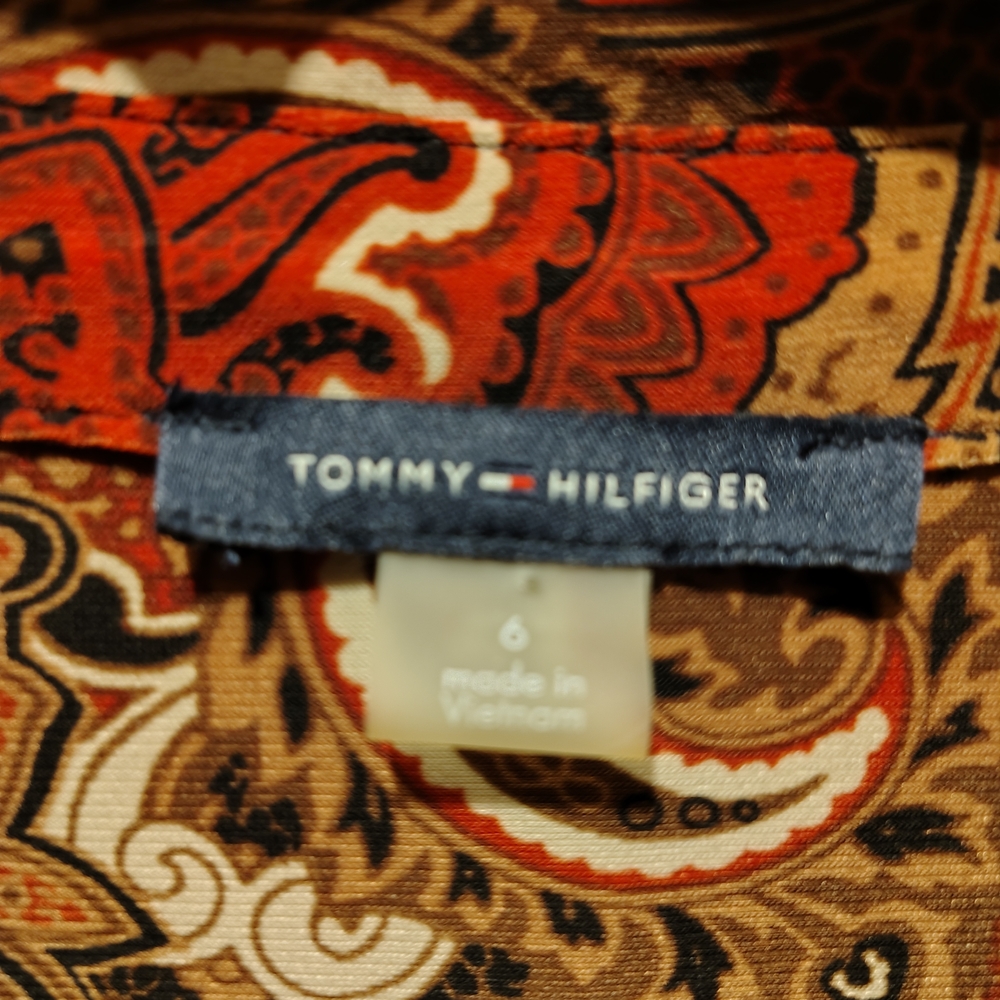 Tommy Hilfiger Petite Paisley-Print Jersey Long sleeve Shirtdress Size 6 - Picture 10 of 12
